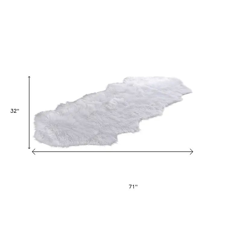3' X 6' White Faux Fur Hand Tufted Area Rug