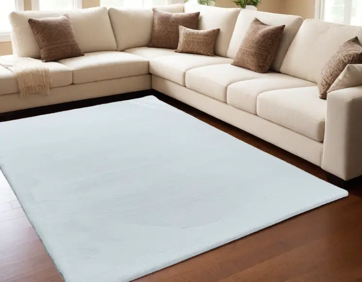 5' X 8' Light Gray Faux Fur Shag Non Skid Area Rug