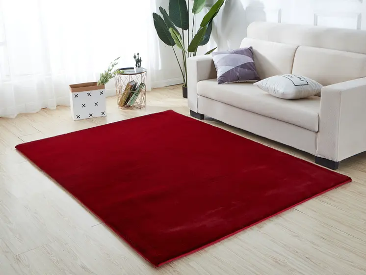 7' X 10' Red Faux Fur Shag Area Rug