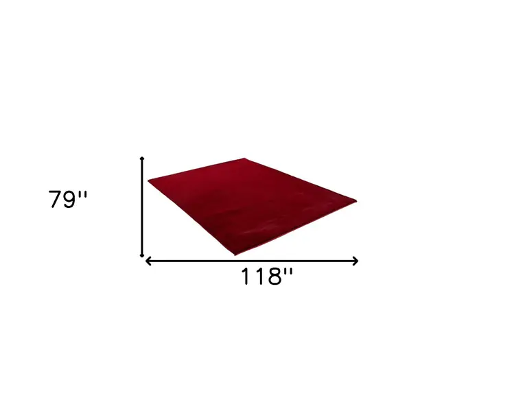 7' X 10' Red Faux Fur Shag Area Rug