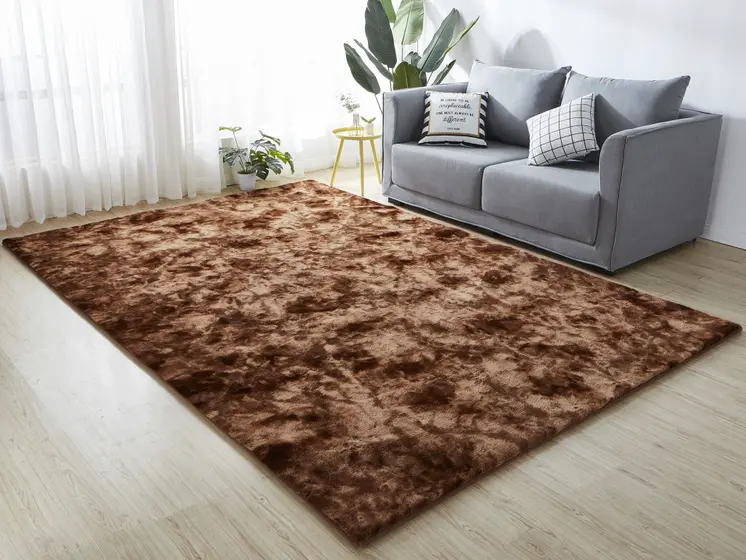 7' X 10' Brown and Bronze FauX Fur Shag Non Skid Area Rug