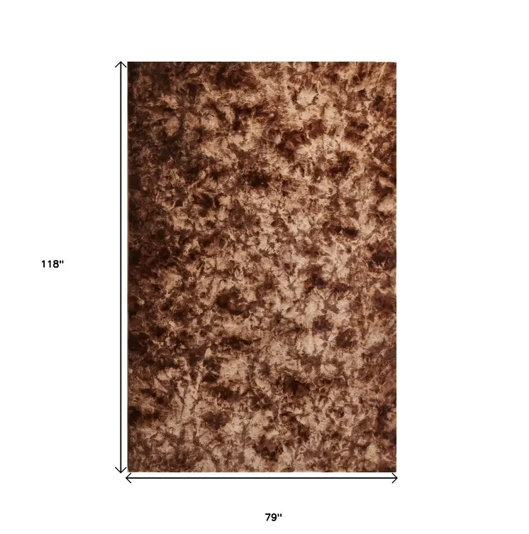 7' X 10' Brown and Bronze FauX Fur Shag Non Skid Area Rug