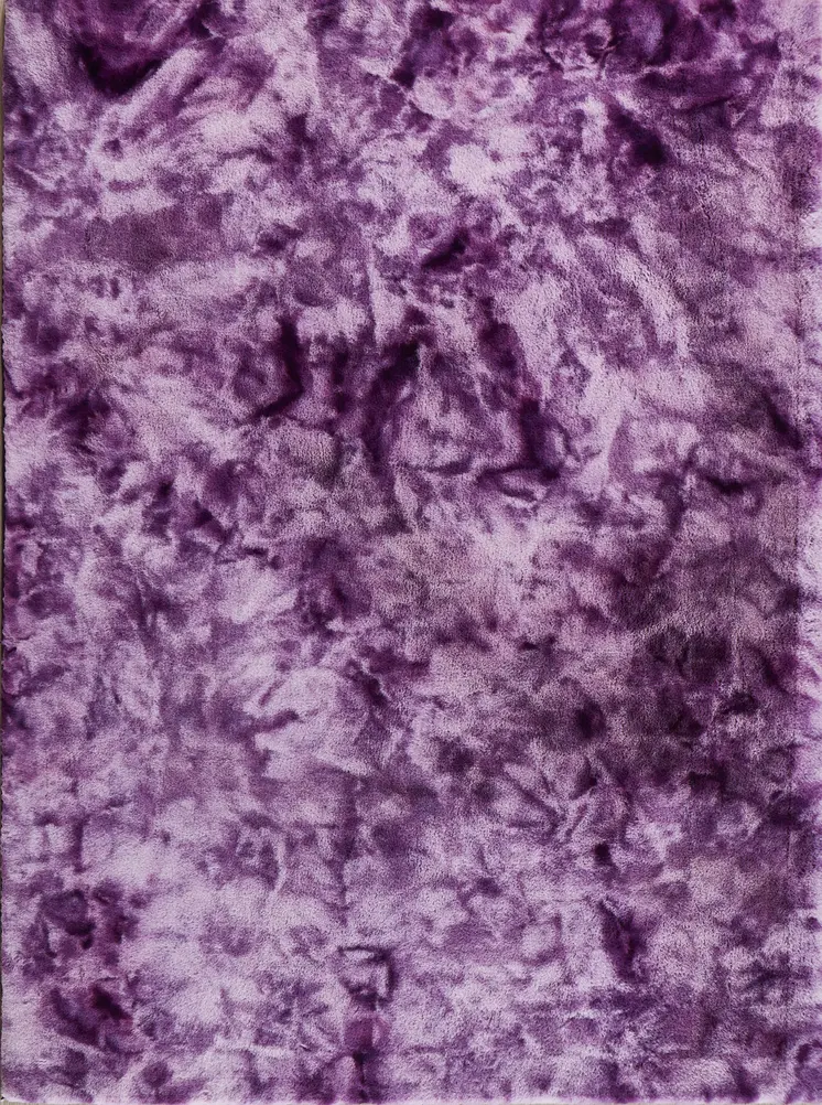 7' X 10' Purple and Ivory FauX Fur Shag Non Skid Area Rug