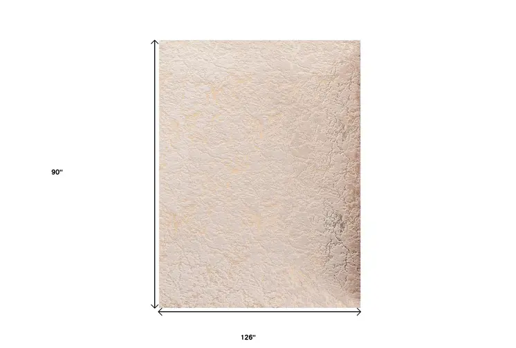 8' X 11' Beige and Gold Faux Fur Abstract Shag Non Skid Area Rug