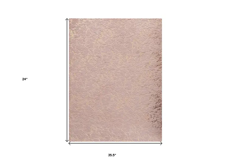 2' X 3' Pink and Gold Faux Fur Abstract Shag Non Skid Area Rug