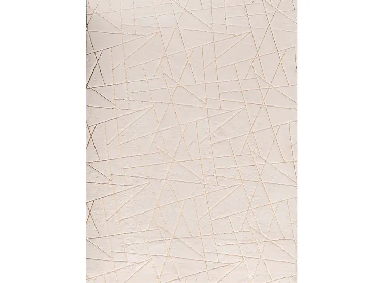 4' X 6' Beige and Gold Faux Fur Abstract Shag Non Skid Area Rug
