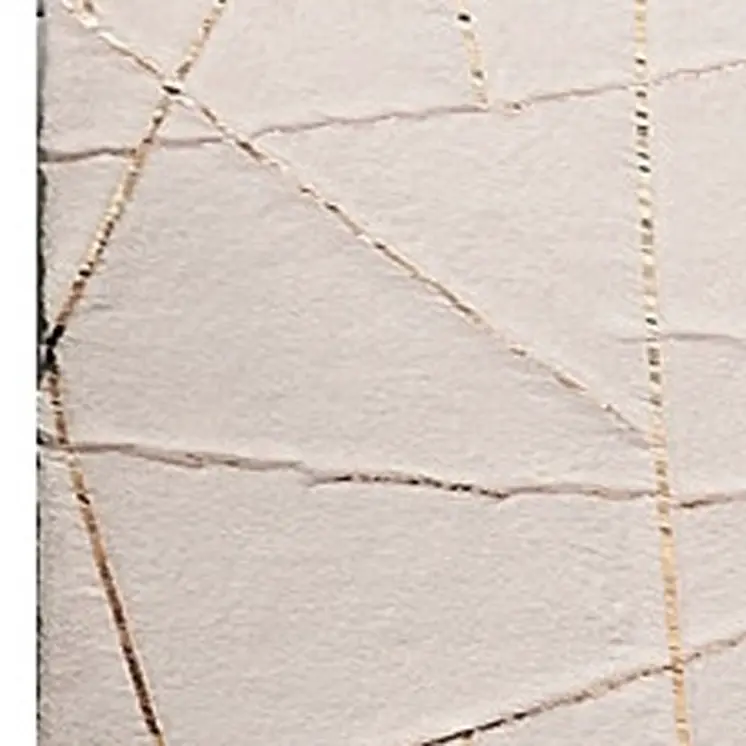 5' X 7' Beige and Gold Faux Fur Abstract Geometric Washable Non Skid Area Rug