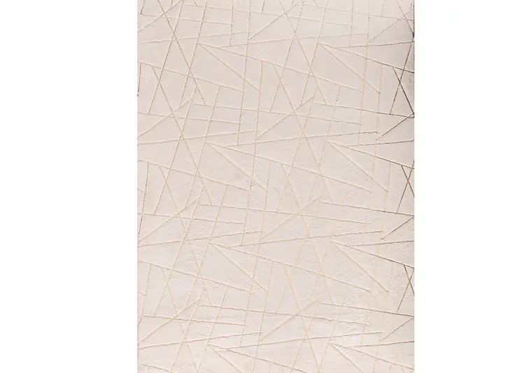 6' X 9' Beige and Gold Faux Fur Abstract Shag Non Skid Area Rug