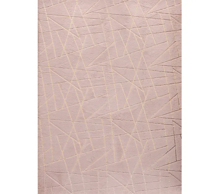 2' X 3' Pink and Gold Faux Fur Abstract Shag Non Skid Area Rug