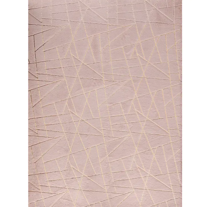 4' X 6' Pink and Gold Faux Fur Abstract Shag Non Skid Area Rug