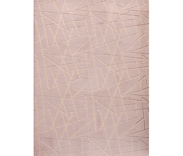 8' X 11' Pink and Gold Faux Fur Abstract Shag Non Skid Area Rug
