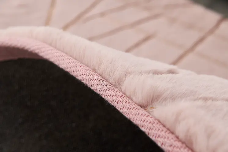8' X 11' Pink and Gold Faux Fur Abstract Shag Non Skid Area Rug