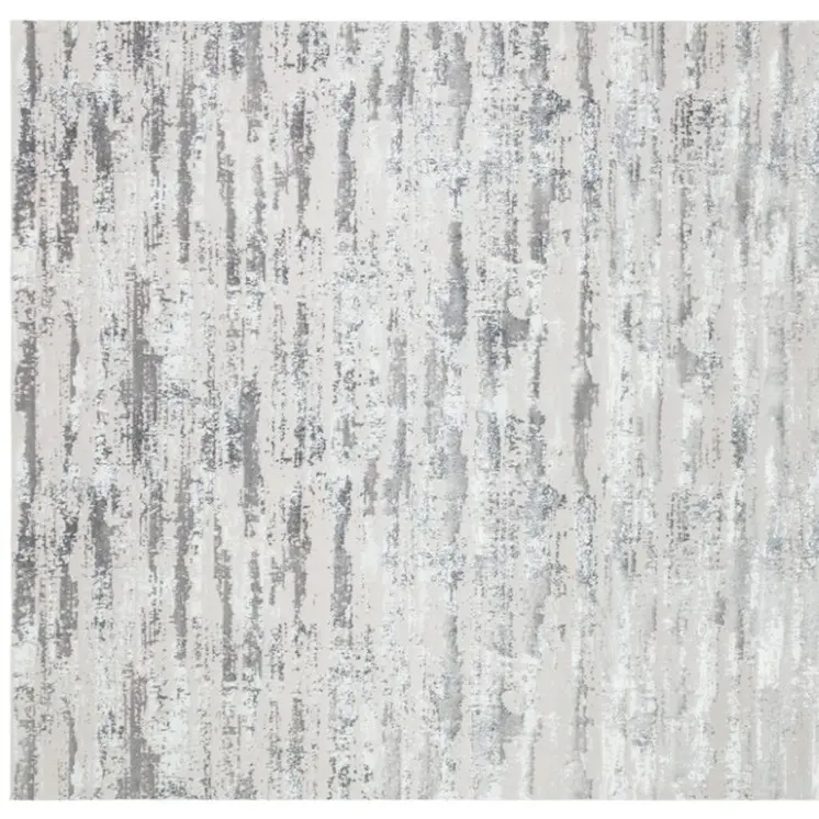 3' X 5' Silver Gray And Off White Abstract Washable Area Rug