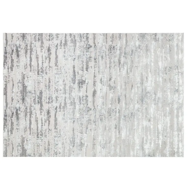 3' X 5' Silver Gray And Off White Abstract Washable Area Rug