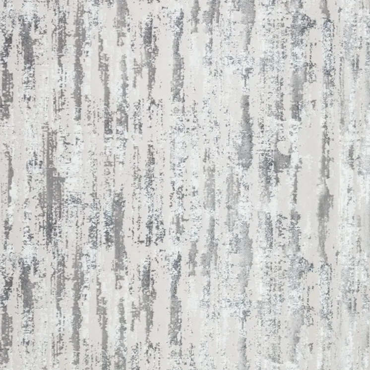 10' Gray Off White And Silver Abstract Washable Runner Rug