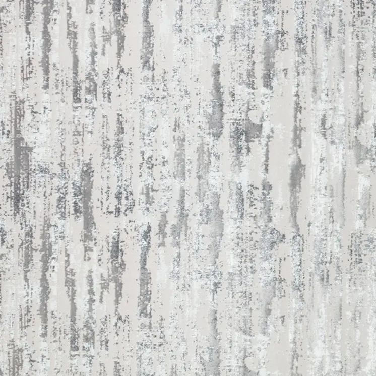 10' Gray Off White And Silver Abstract Washable Runner Rug