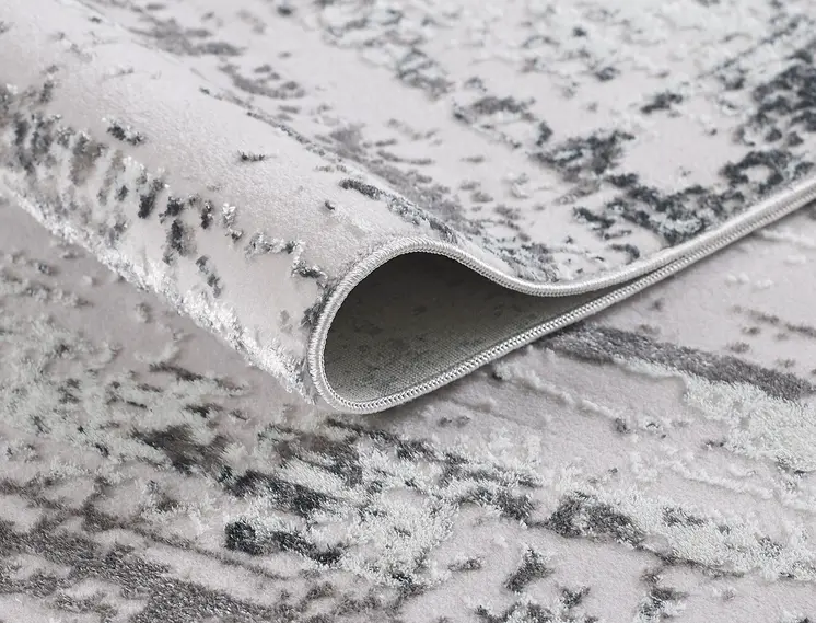 4' X 6' Silver Gray And Off White Abstract Washable Area Rug