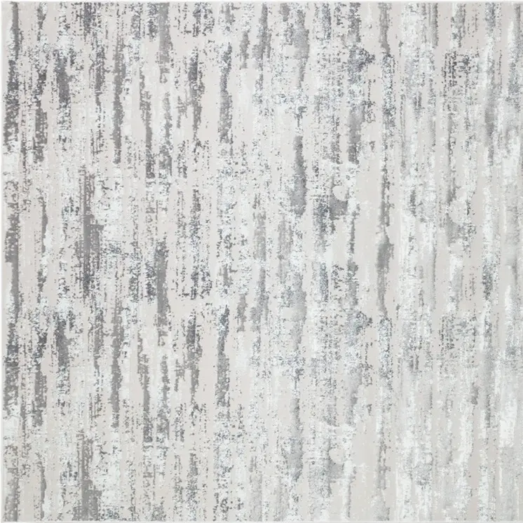 4' X 6' Silver Gray And Off White Abstract Washable Area Rug