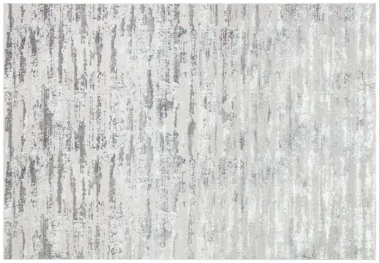 10' X 13' Silver Gray And Off White Abstract Washable Area Rug