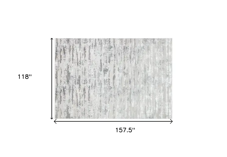 10' X 13' Silver Gray And Off White Abstract Washable Area Rug