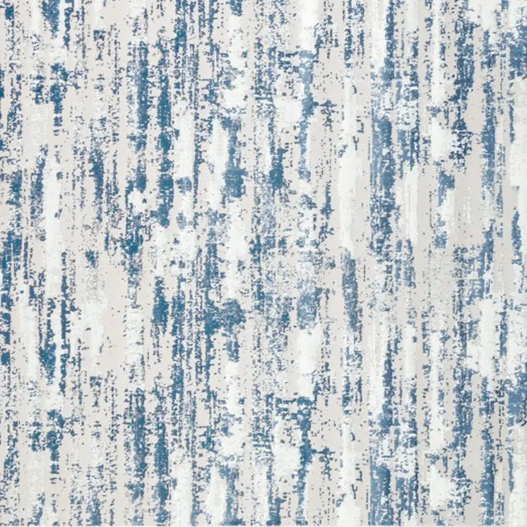 10' Navy Blue Gray And Off White Abstract Washable Runner Rug