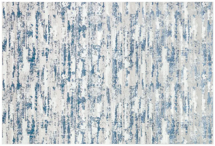 10' X 13' Navy Blue Gray And Off White Abstract Washable Area Rug