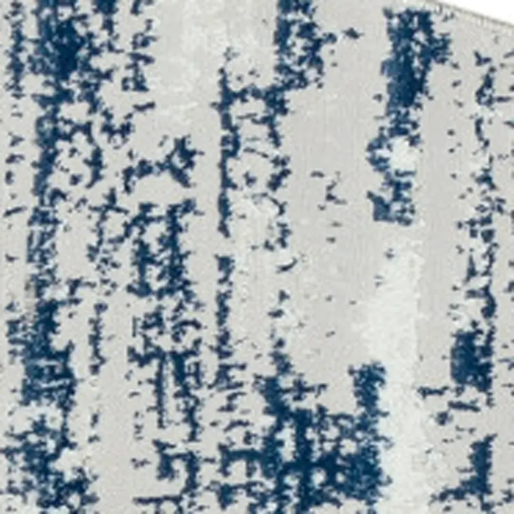 4' Navy Blue Gray And Off White Abstract Washable Round Rug
