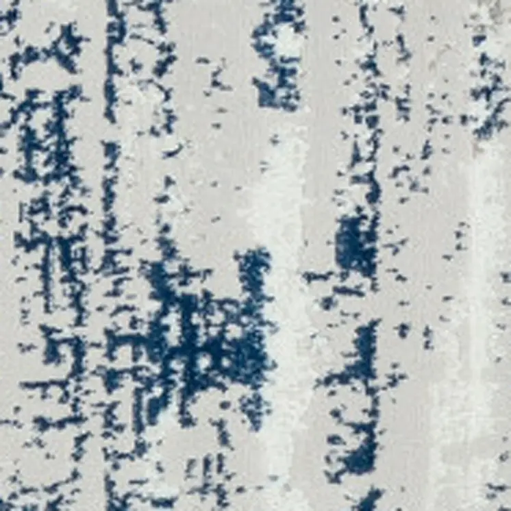 7' Navy Blue Gray And Off White Abstract Washable Round Rug
