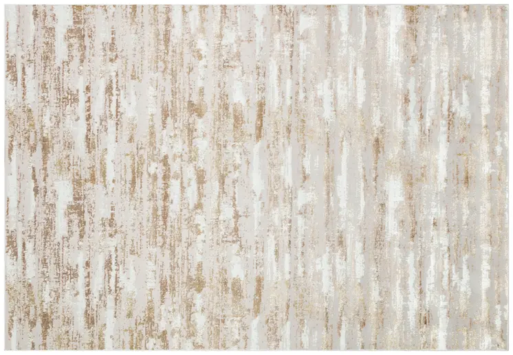 4' X 6' Beige Ivory And Off White Abstract Washable Area Rug