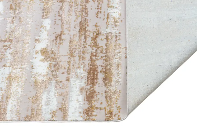 4' X 6' Beige Ivory And Off White Abstract Washable Area Rug