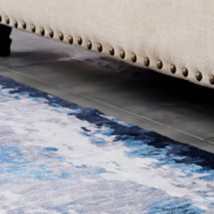 4' X 6' Blue and Yellow Abstract Printed Washable Non Skid Area Rug