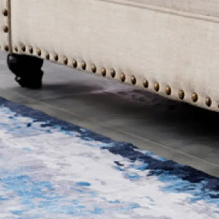 5' X 7' Blue and Yellow Abstract Printed Washable Non Skid Area Rug