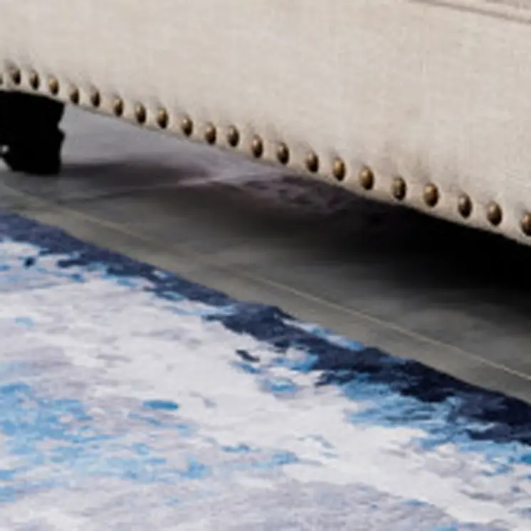 8' X 11' Blue and Yellow Abstract Printed Washable Non Skid Area Rug