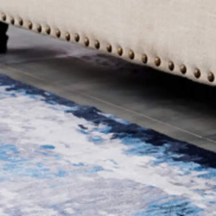 8' X 11' Blue and Yellow Abstract Printed Washable Non Skid Area Rug