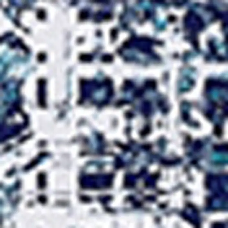 4' X 6' Blue and Silver Abstract Shag Printed Washable Non Skid Area Rug