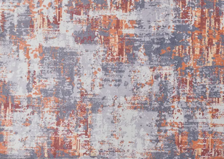 3' X 5' Gray and Brown Abstract Shag Printed Washable Non Skid Area Rug