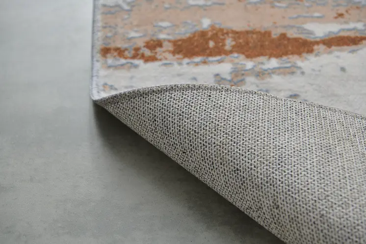 4' X 6' Gray and Brown Abstract Printed Washable Non Skid Area Rug