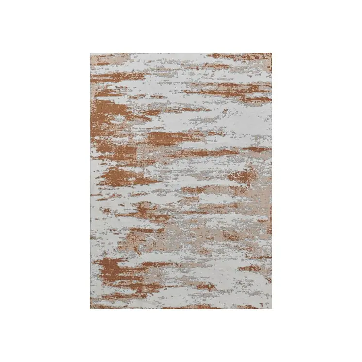 4' X 6' Gray and Brown Abstract Printed Washable Non Skid Area Rug