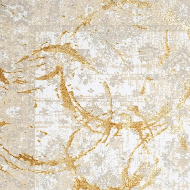 3' X 5' Beige and Gold Abstract Area Rug