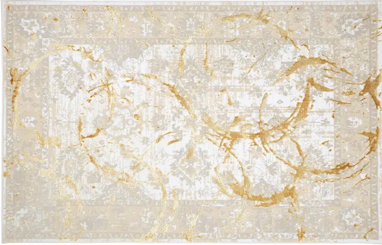 8' X 11' Beige and Gold Abstract Area Rug