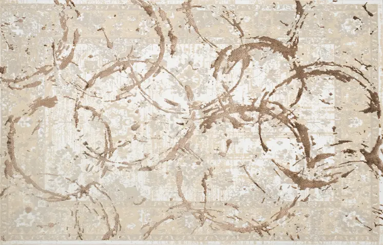 5' X 8' Beige and Gold Abstract Area Rug