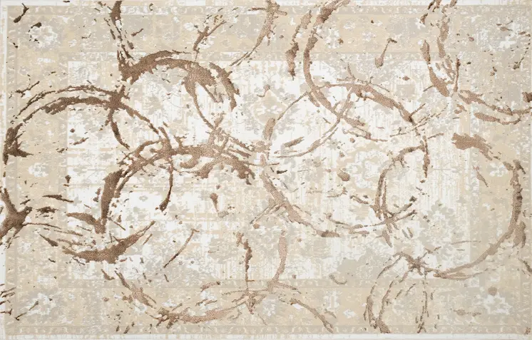 9' X 12' Beige and Gold Abstract Area Rug