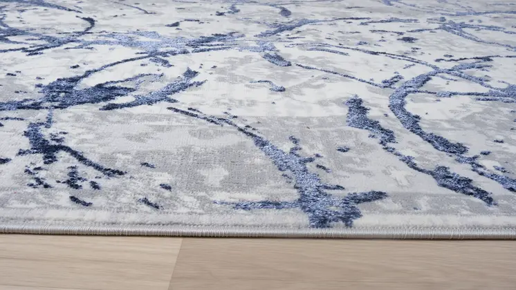 3' X 5' Ivory Blue And Gray Abstract Area Rug