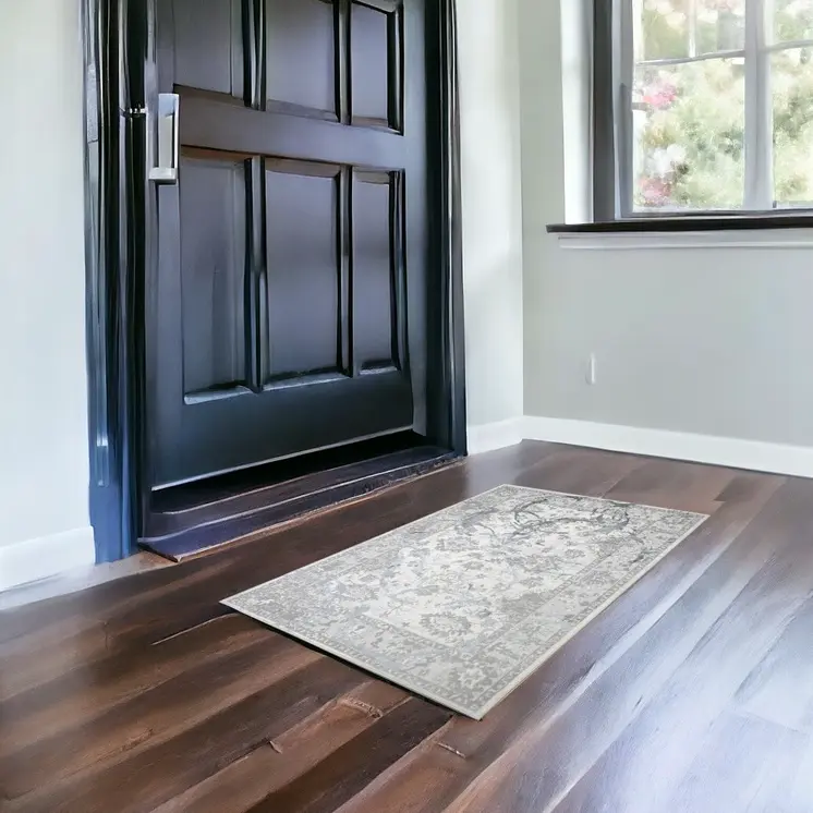 3' X 5' Gray and Silver Abstract Area Rug