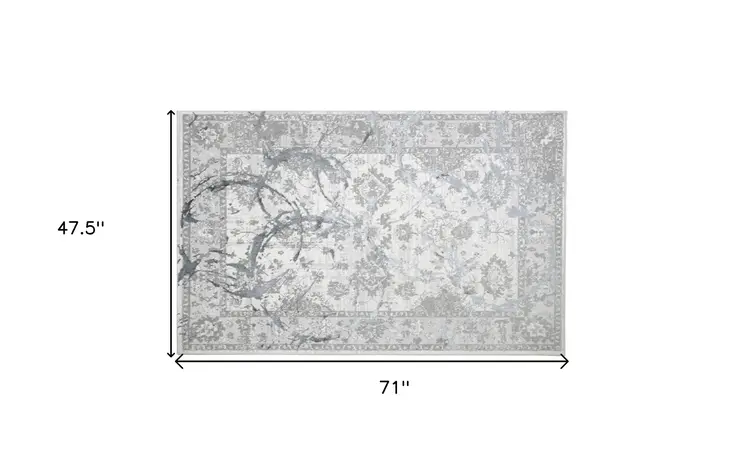 4' X 6' Gray and Silver Abstract Area Rug