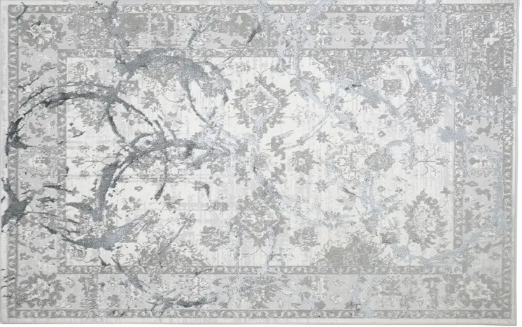 8' X 11' Gray and Silver Abstract Area Rug