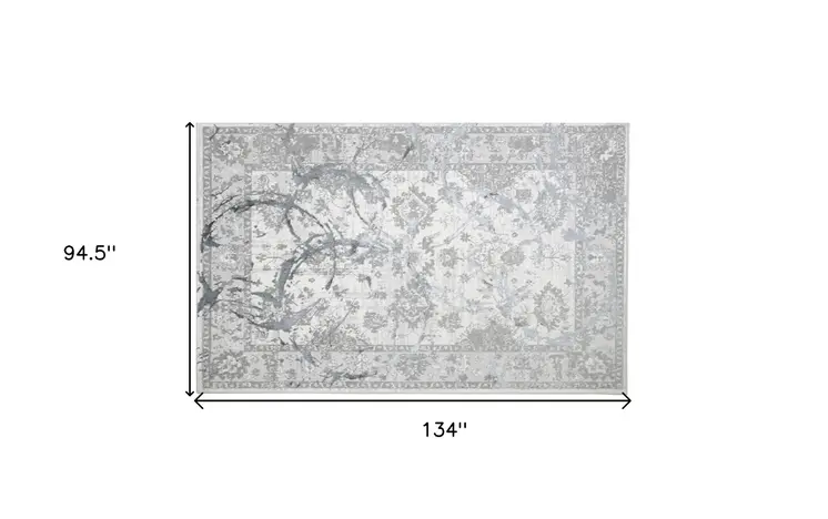 8' X 11' Gray and Silver Abstract Area Rug