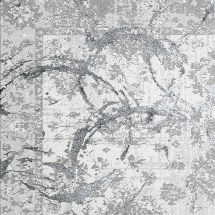 9' X 12' Gray and Silver Abstract Area Rug