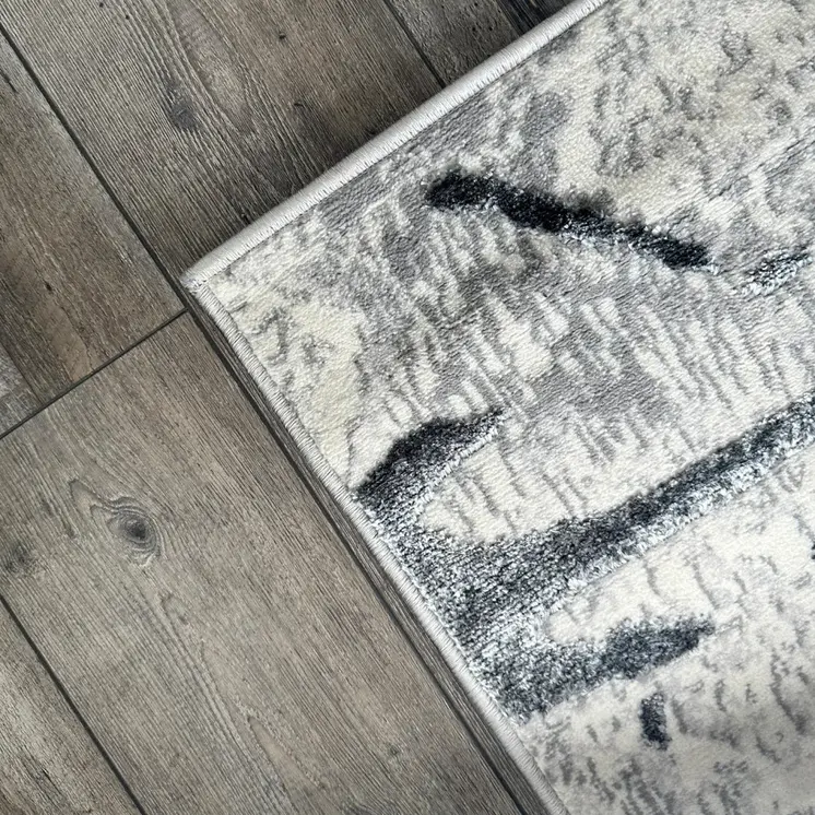 4' X 6' Gray and Silver Abstract Area Rug