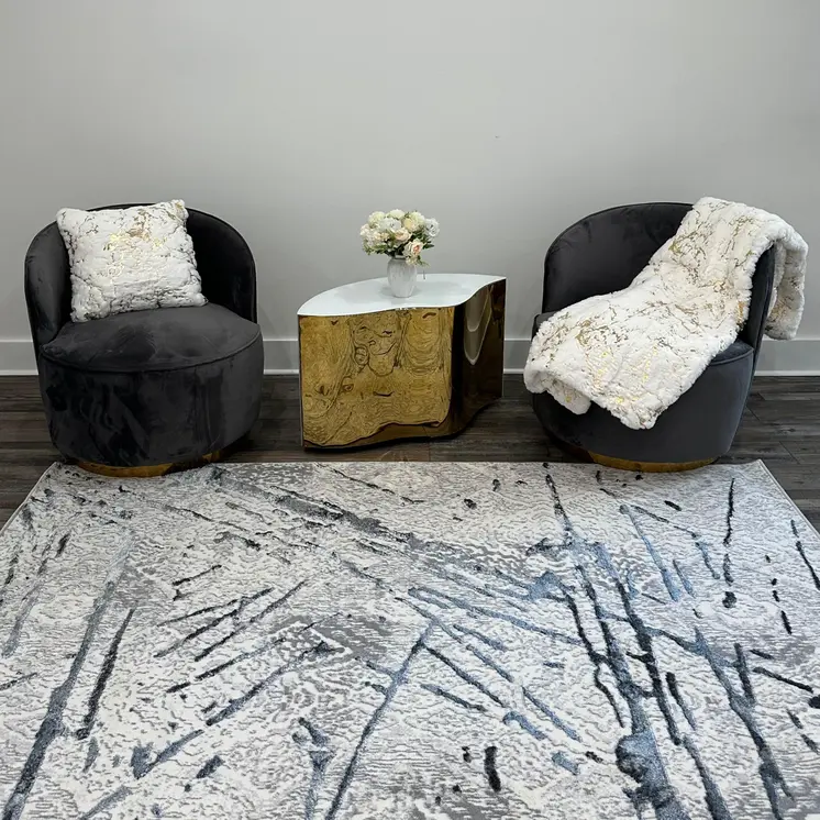 4' X 6' Gray and Silver Abstract Area Rug